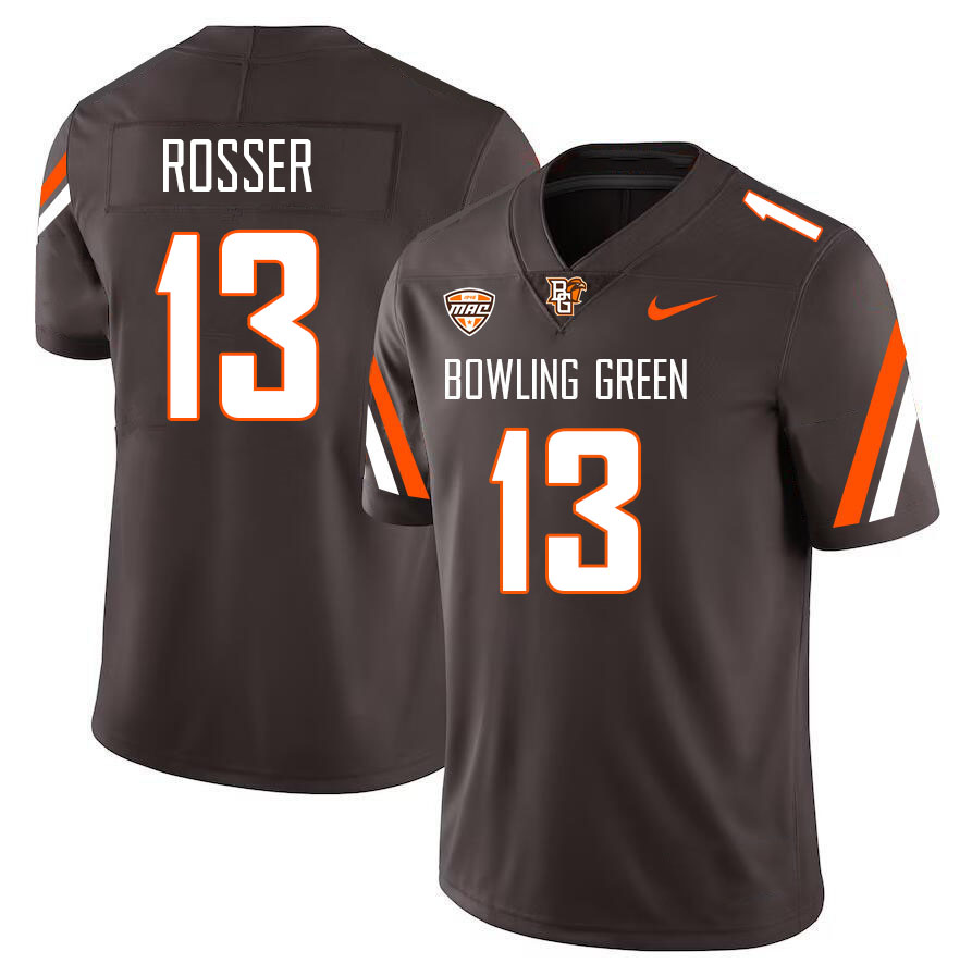 Bowling Green Falcons #13 Charles Rosser College Football Jerseys Stitched Sale-Brown